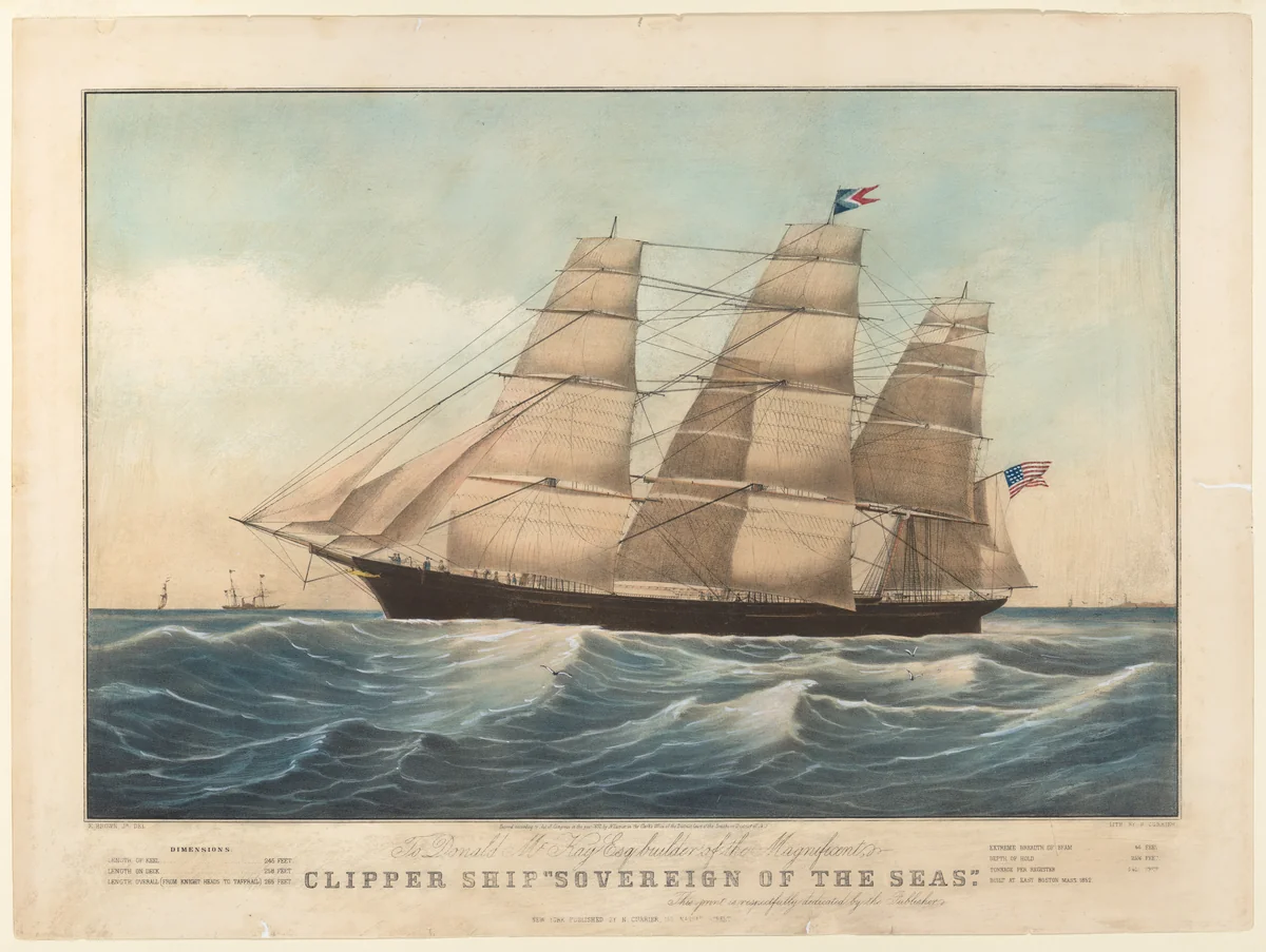 Clipper Ship "Sovereign of the Seas" by Eliphalet M. Brown Jr., print, 1852