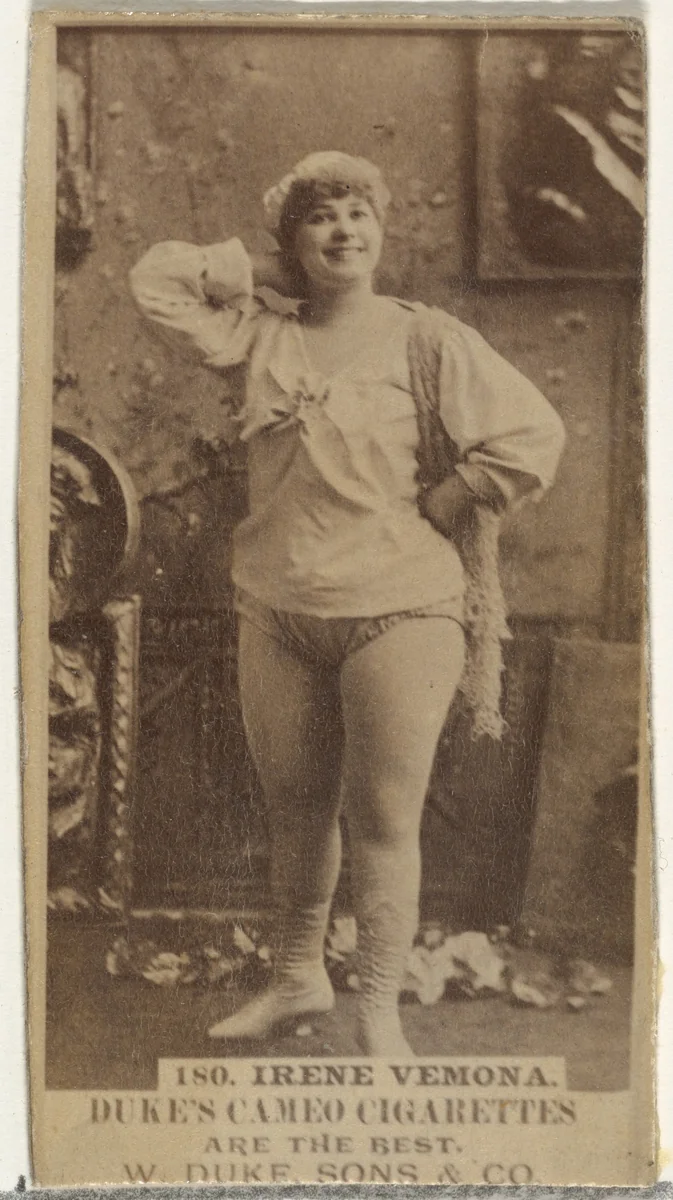 Card Number 180, Irene Vemona, from the Actors and Actresses series (N145-5) issued by Duke Sons & Co. to promote Cameo Cigarettes by W. Duke, Sons & Co., photograph, 1880-1889