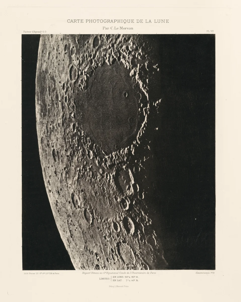 Carte photographique de la lune, planche VII (Photographic Chart of the Moon, plate VII) by Charles Le Morvan, photograph, 1909
