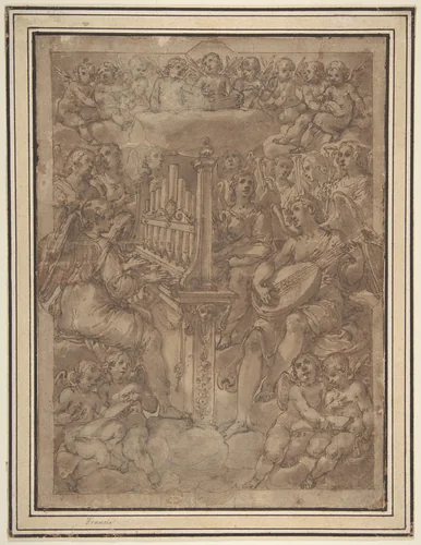 Group of Angel Musicians by Avanzino Nucci, drawing, 1551-1629