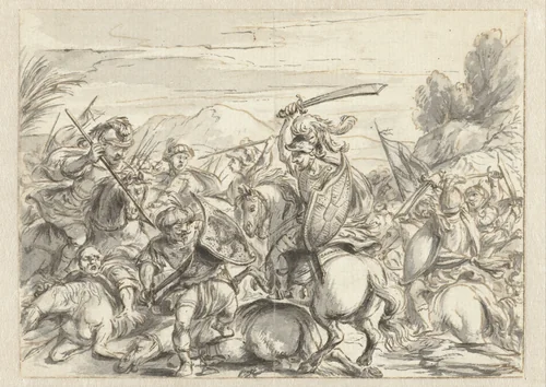 Veldslag tegen Turken by anonymous, drawing, 1600-1800