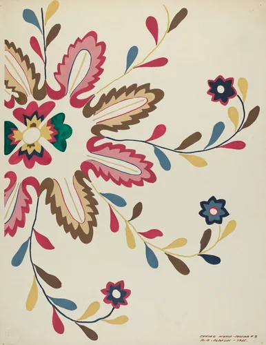 Colcha Plate by Majel G. Claflin, index of american design, 1935-1942