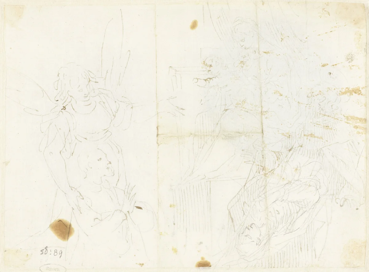 Schets van Maria by Unknown, drawing, 1560-1640