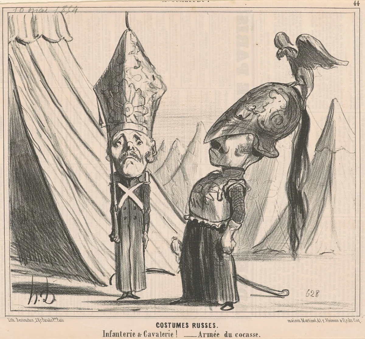 Costumes russes by Honoré Daumier, print, 1854