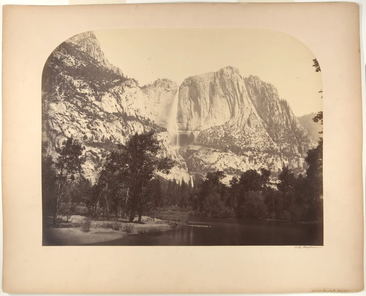 Yosemite Falls, River View, 2637 Feet by Carleton E. Watkins, photograph, 1861