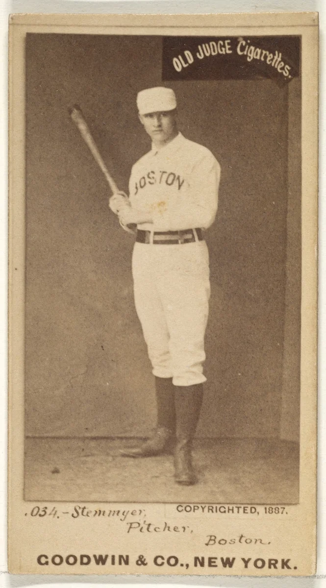 Stemmyer, Pitcher, Boston, from the Old Judge series (N172) for Old Judge Cigarettes by Goodwin & Company, photograph, 1887