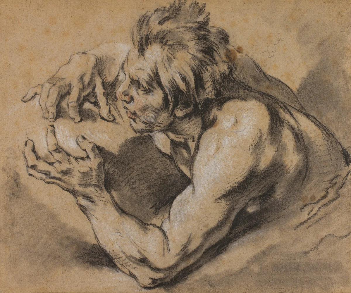 Study of a Triton by François Boucher, drawing, 1748-1753