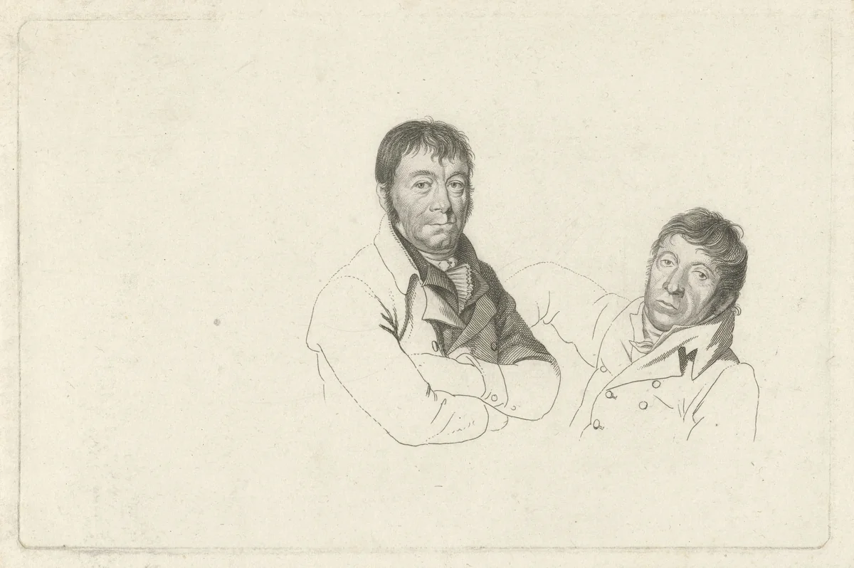 Portretten van Dirk Versteegh en Hendrik de Flines by Jacob Ernst Marcus, print, 1814