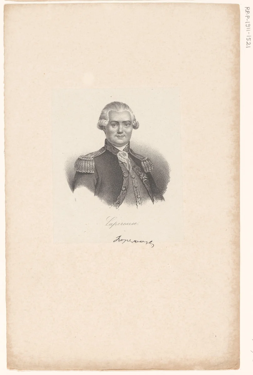 Portret van Jean-François de La Pérouse by veuve Delpech, print, 1818-1842