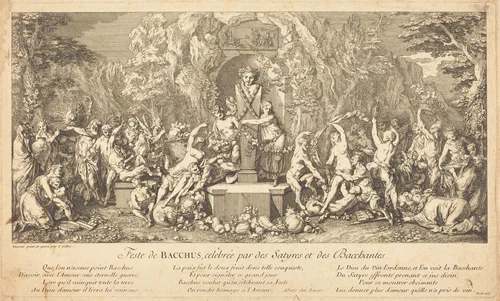 Feste de Bacchus, celebree par des Satyres et des Bacchantes (Feast of Bacchus Celeb rated by Satyrs and Bacchanales) by Claude Gillot, print, 1673-1722