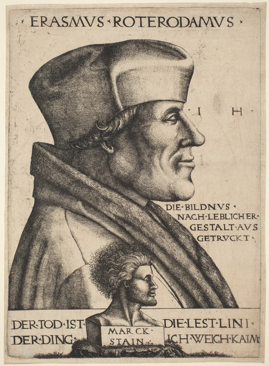 Erasmus of Rotterdam by Hieronymus Hopfer, print, 1515-1555