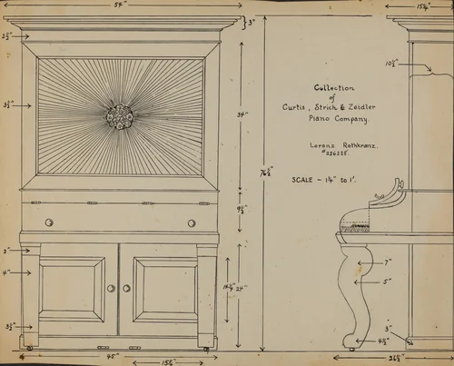 Upright Piano by Lorenz Rothkranz, index of american design, 1936