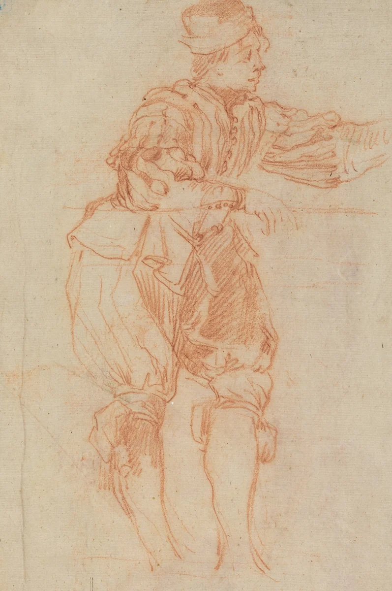 Man Leaning on a Rail [verso] by Matteo Rosselli, drawing, 1578-1650