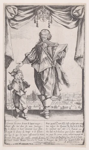 Portrait of Claude Deruet and His Son, Jean by Jacques Callot, print, 1632