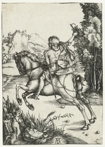 Galopperende ruiter by Unknown, print, 1494-1498