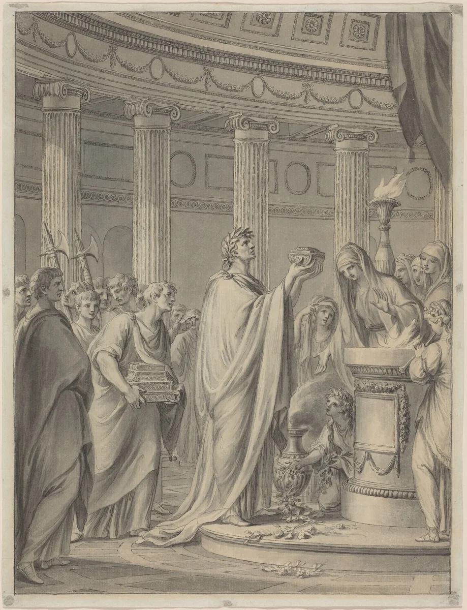 An Ancient Sacrifice by Clément-Pierre Marillier, drawing, 1800