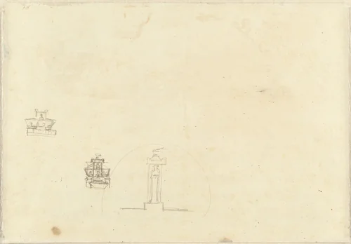 Sketches of Tombs by Louis Jean Desprez, drawing, 1779-1784