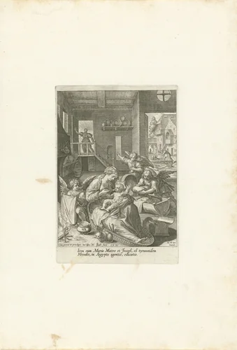 Heilige Familie in Egypte by Unknown, print, 1581