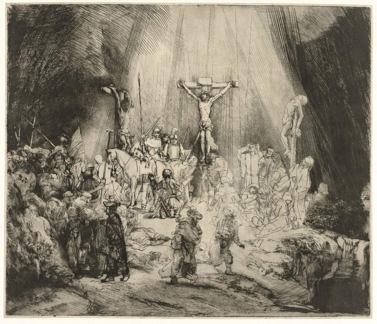 The Three Crosses by Rembrandt van Rijn, print, 1653