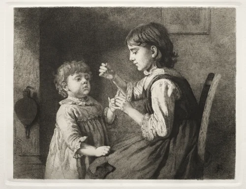 The First Needlework by Seymour Joseph Guy, print, 1884