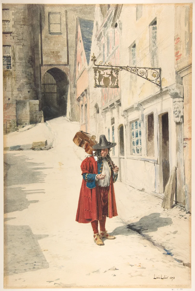 Wandering Minstrel; Old Nuremberg by Alexandre-Louis Leloir, drawing, 1843-1884