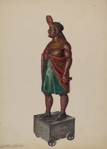 Cigar Store Indian by Walter Hochstrasser, index of american design, 1936