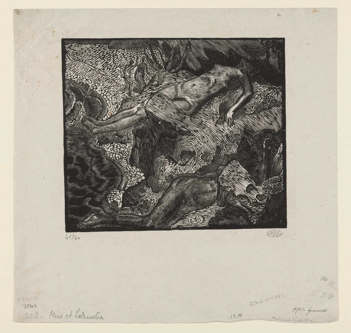 Hero and Leander by Aristide Maillol, print, 1893