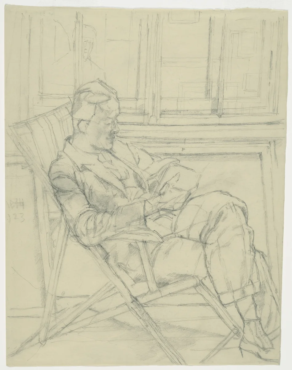 Man Reading a Book by Alberto Giacometti, drawing, 1923
