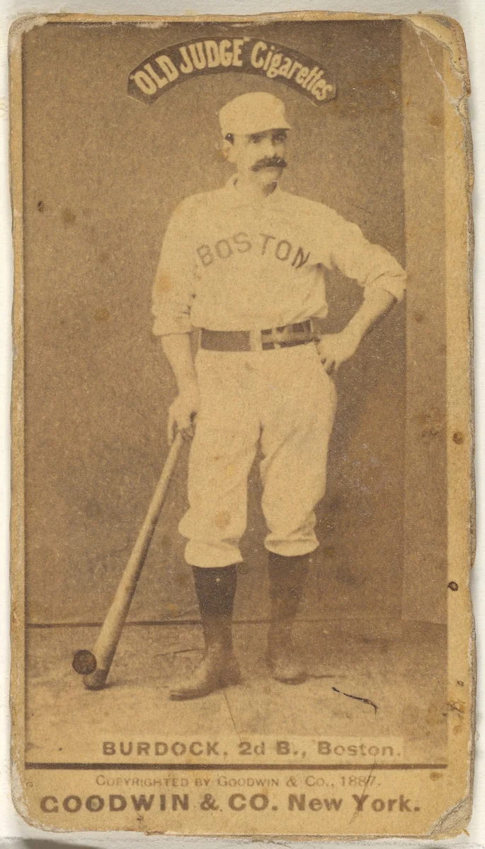 Burdock, 2nd Base, Boston, from the Old Judge series (N172) for Old Judge Cigarettes by Goodwin & Company, photograph, 1887