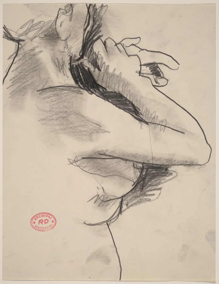 Untitled [female nude with arms raised] by Richard Diebenkorn, drawing, 1955-1967