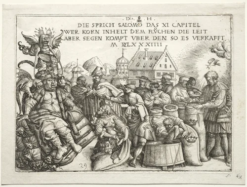 Illustration to proverbs XI (The Hoarders of Grain) by Daniel Hopfer, print