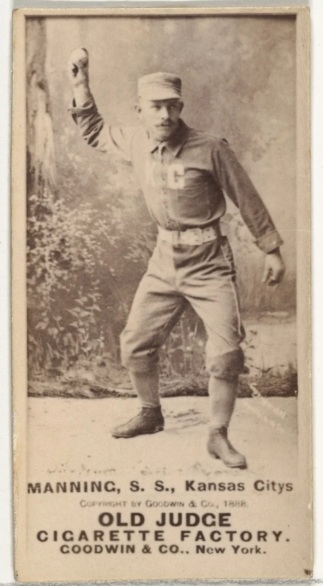 James H. "Jim" Manning, Shortstop, Kansas City Cowboys, from the Old Judge series (N172) for Old Judge Cigarettes by Goodwin & Company, photograph, 1888