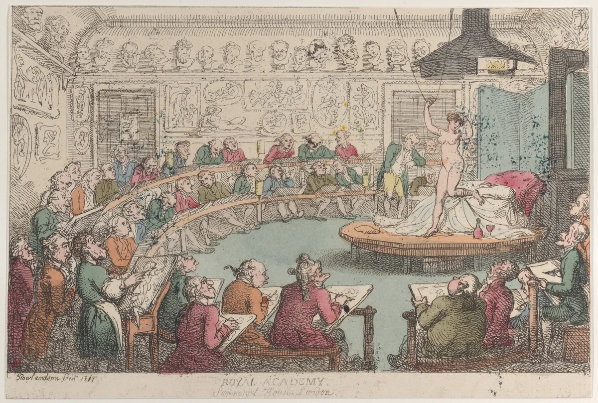 Royal Academy, Somerset House, London by Thomas Rowlandson, print, 1811
