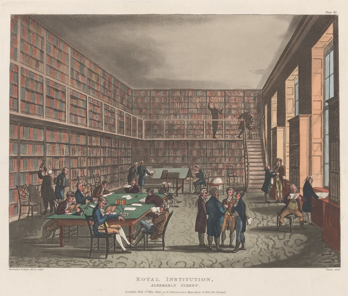 Royal Institution, Albemarle Street by Thomas Rowlandson, print, 1809