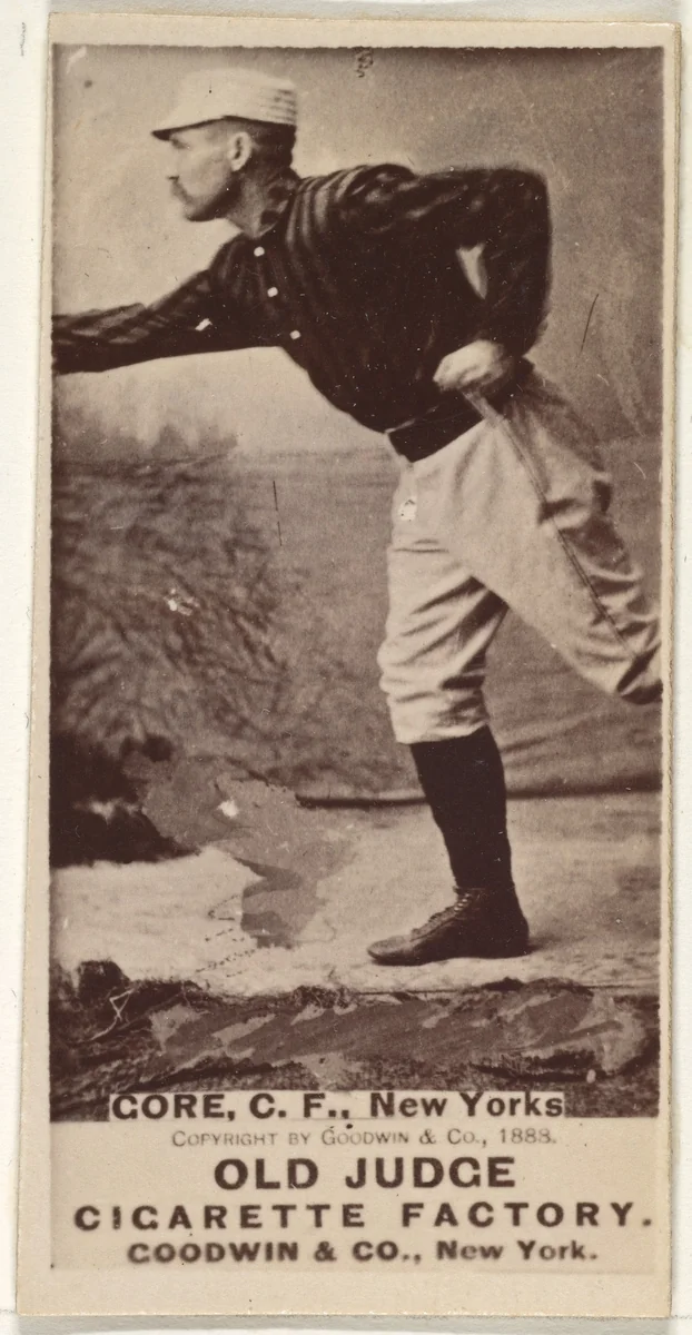 George F. "Piano Legs" Gore, Center Field, New York, from the Old Judge series (N172) for Old Judge Cigarettes by Goodwin & Company, photograph, 1888
