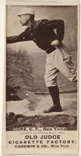 George F. "Piano Legs" Gore, Center Field, New York, from the Old Judge series (N172) for Old Judge Cigarettes by Goodwin & Company, photograph, 1888