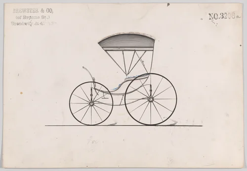 Design for Pony Phaeton, no. 3208a by Brewster & Co., drawing, 1876