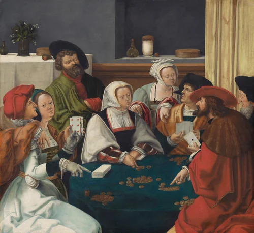 The Card Players by Anonymous Artist; Lucas van Leyden, painting, 1550-1599