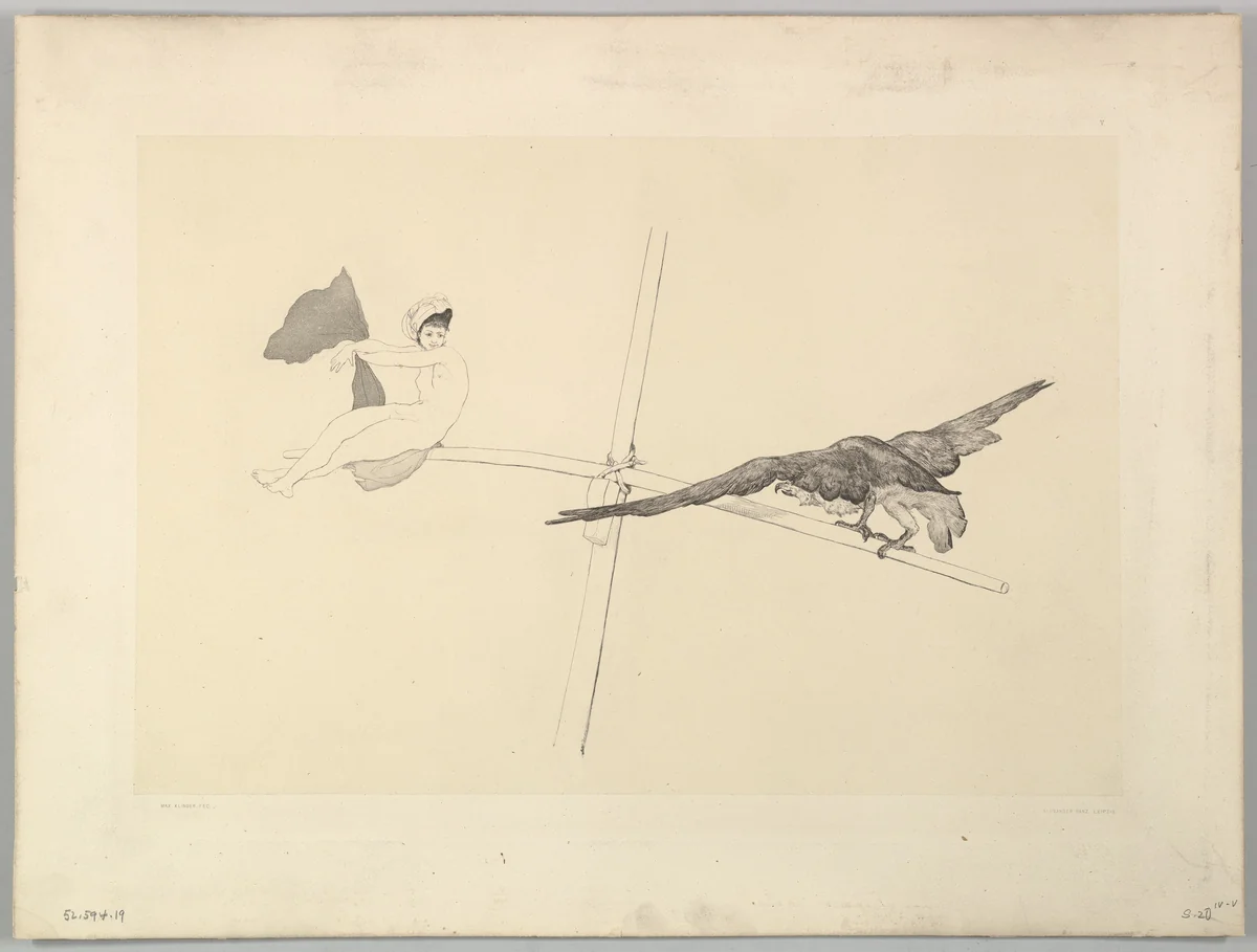 Schaukel, from the series Radierte Skizzen by Max Klinger, print, 1870-1920