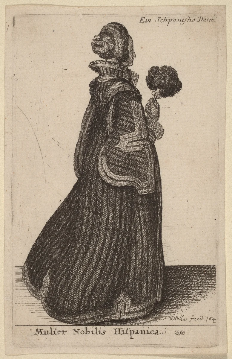 Mulier Nobilis Hispanica (Spanish Noblewoman) by Wenceslaus Hollar, print, 1649