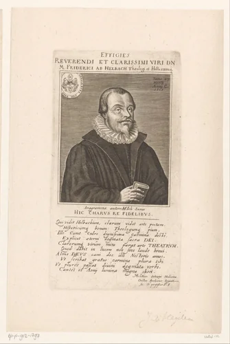 Portret van Friedrich von Helbach by Jacob van der Heyden, print, 1583-1618