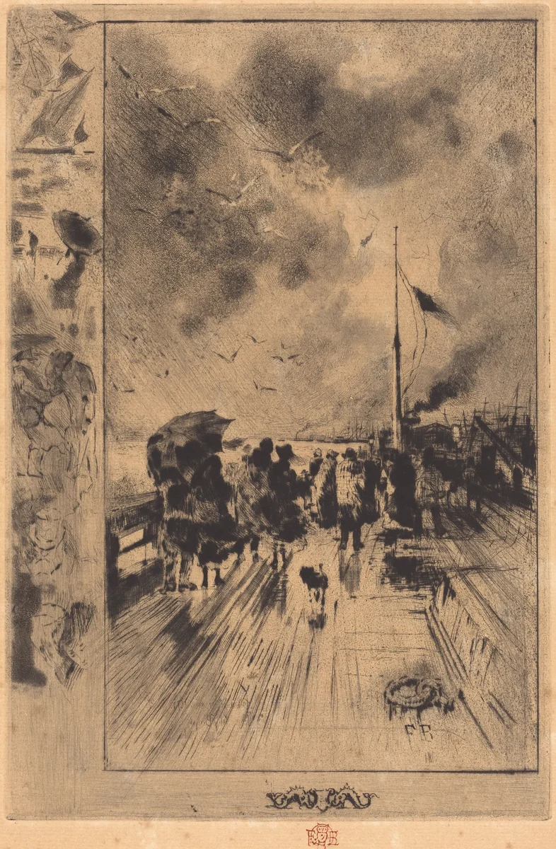 Une Jetée en Angleterre (A Pier in England) by Félix-Hilaire Buhot, print, 1879