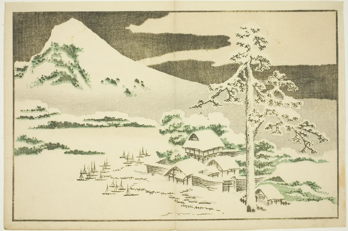 Mount Fuji in Winter, from The Picture Book of Realistic Paintings of Hokusai (Hokusai shashin gafu) by Katsushika Hokusai (葛飾 北斎), print, 1809-1819