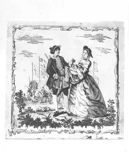 Tile by John Sadler, artwork, 1757-1761