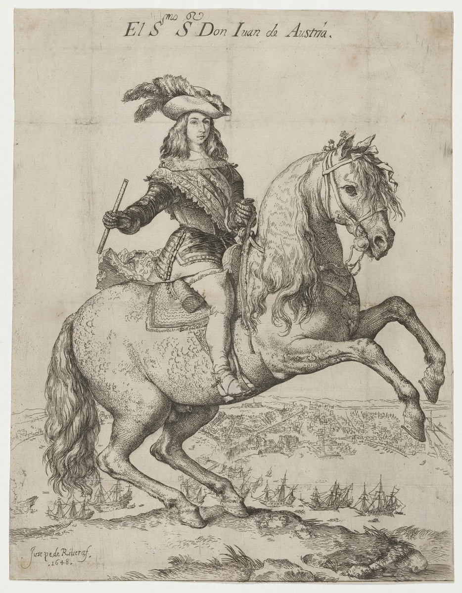 Equestrian Portrait of Don Juan de Austria by Jusepe de Ribera, print, 1648