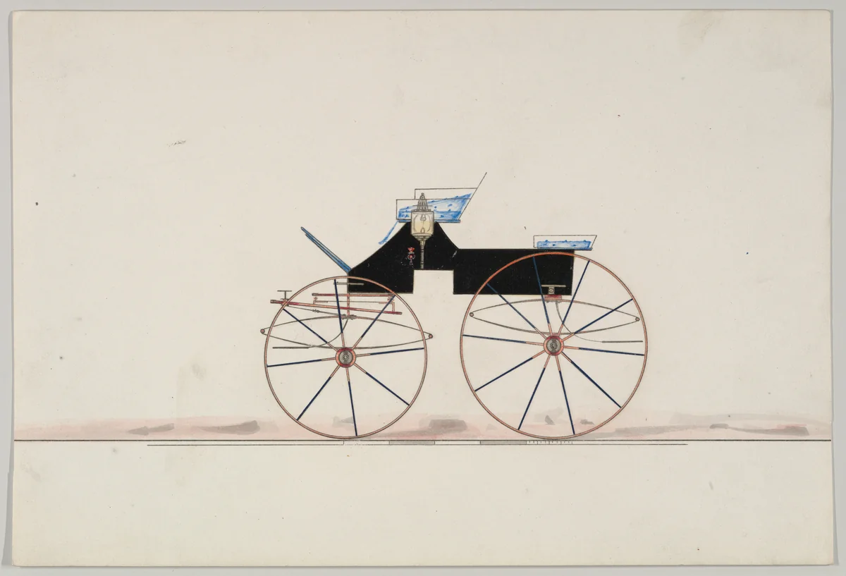 Phaeton, no top (unnumbered) by Brewster & Co., drawing, 1850-1870