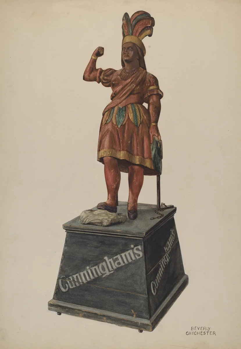 Cigar Store Indian by Beverly Chichester, index of american design, 1938