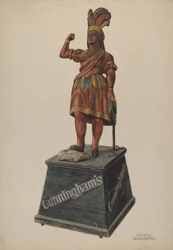 Cigar Store Indian by Beverly Chichester, index of american design, 1938