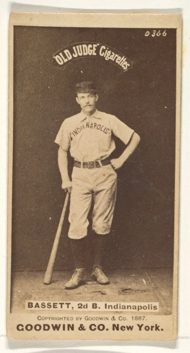 Bassett, 2nd Base, Indianapolis, from the Old Judge series (N172) for Old Judge Cigarettes by Goodwin & Company, photograph, 1887