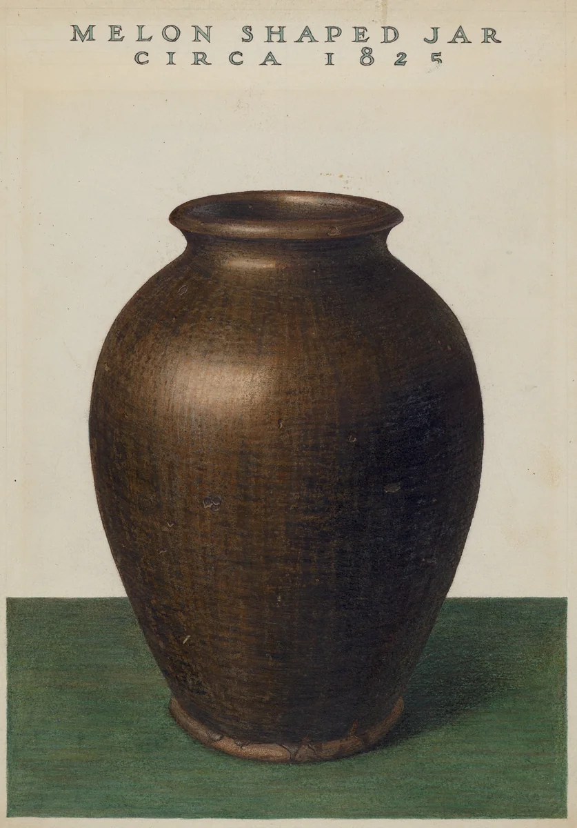 Melon Shaped Jar by American 20th Century, index of american design, 1935-1942